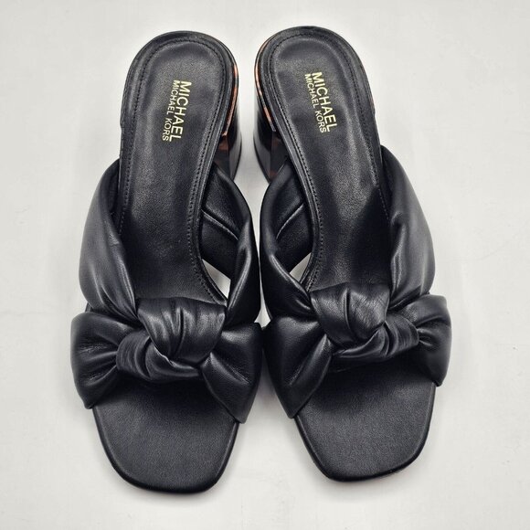 MICHAEL Michael Kors Josie Slip-On Knotted Sandals Block Heel Black Women's 6M - Picture 3 of 13